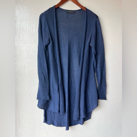 Peruvian Connection Open Front Long Cardigan Blue Women’s Size M - Picture 1 of 3